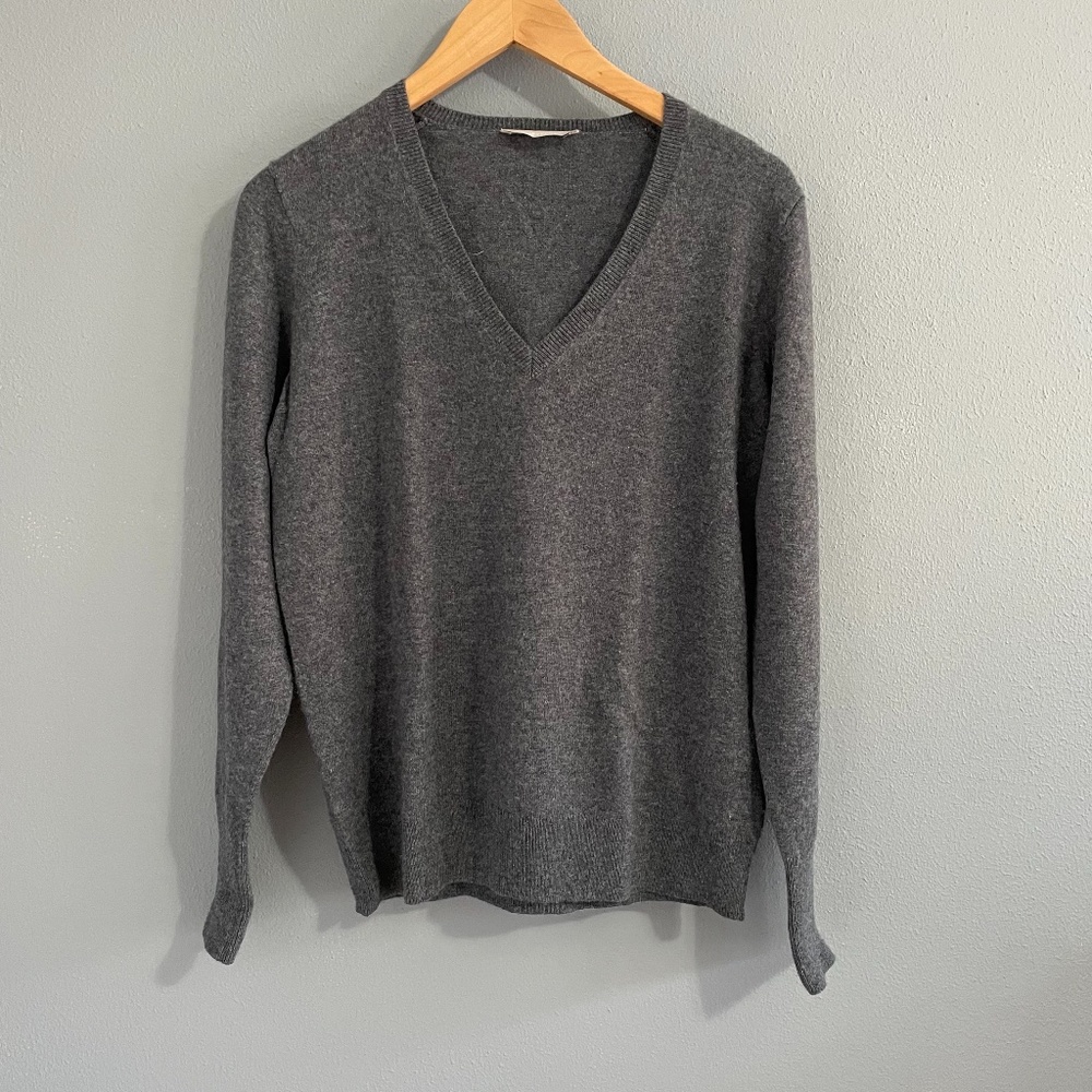 Everlane charcoal grey cashmere v-neck sweater  (M)